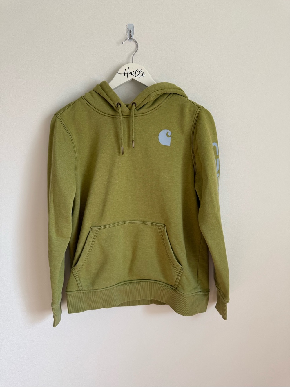 Carhartt Olive Hooded Relaxed-Fit Sweatshirt with White Logo